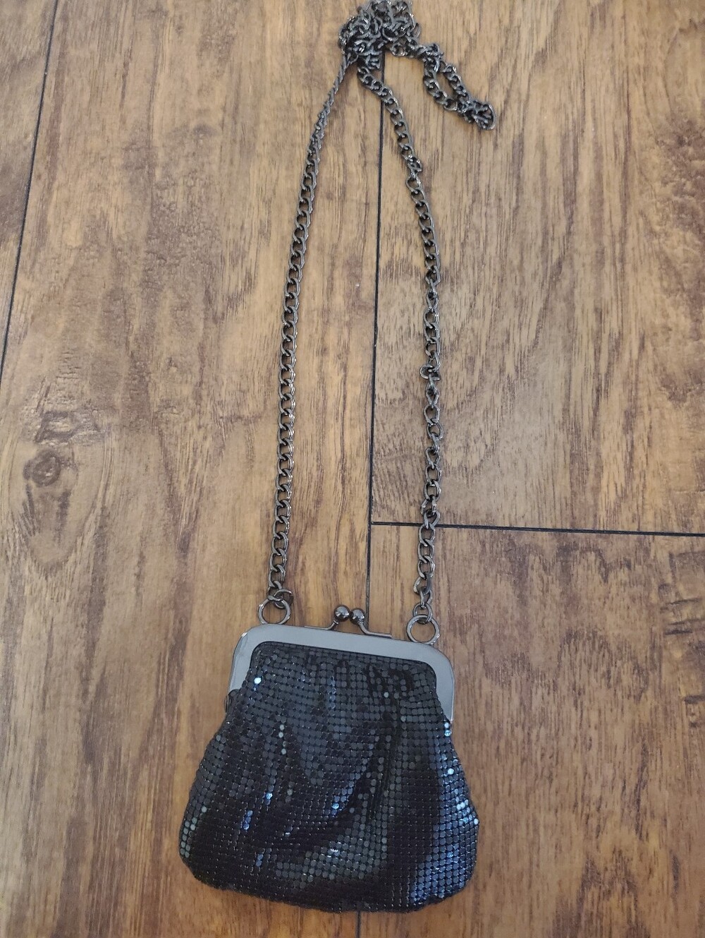 Express Black Metal Mesh Kiss Lock Mini Evening Bag